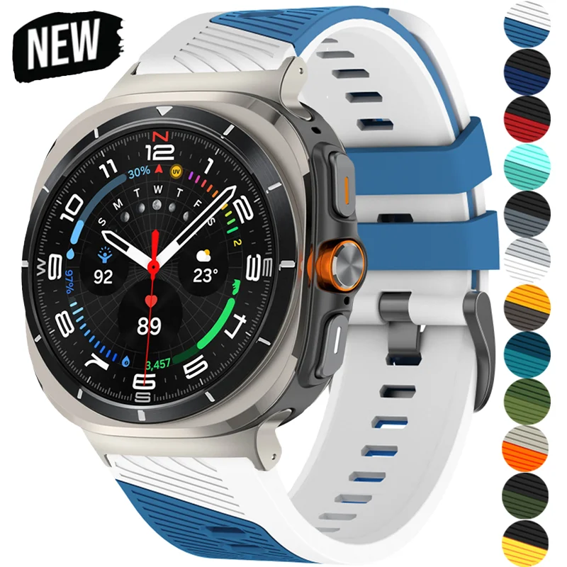 Correa Deportiva de Silicona de Dos Tonos para Samsung Galaxy Watch Ultra 2 de 47 mm, Correa Ajustable para Galaxy Watch Ultra 2025/2024