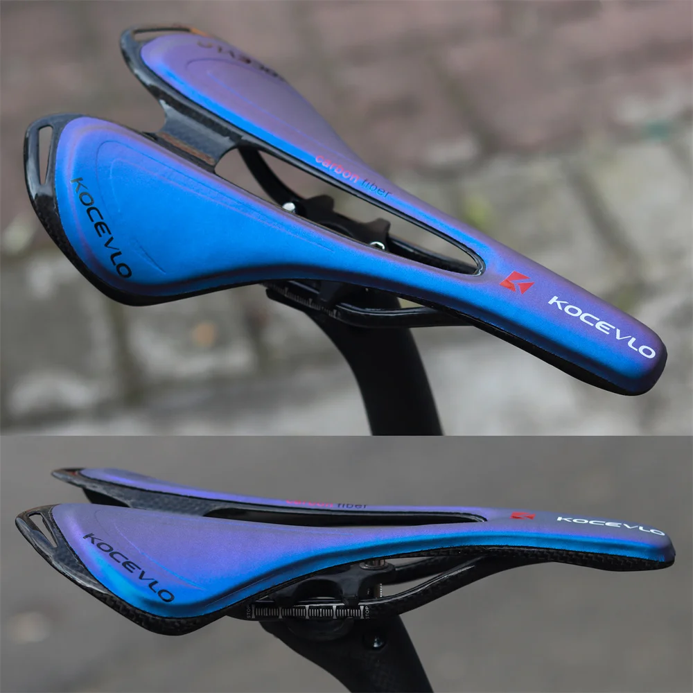 KOCEVLO-sillín de fibra de carbono T800, asiento ultraligero de cuero para bicicleta de carretera y MTB