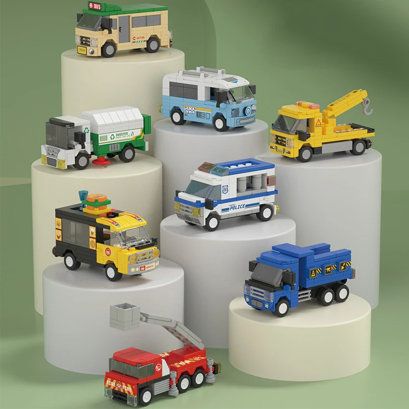 8 juguetes de rompecabezas, bloques de construcción, coches deslizantes, vehículos de simulación con temática urbana, decoraciones interiores exquisitas, regalos navideños