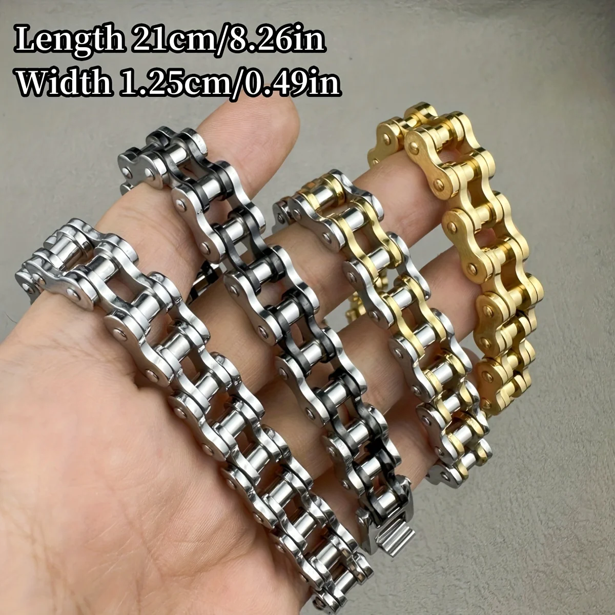 1 Uds Punk Rock pulsera de motociclista de acero inoxidable para hombre cadena de eslabones motocicleta bicicleta pulseras de cadena brazaletes joyería