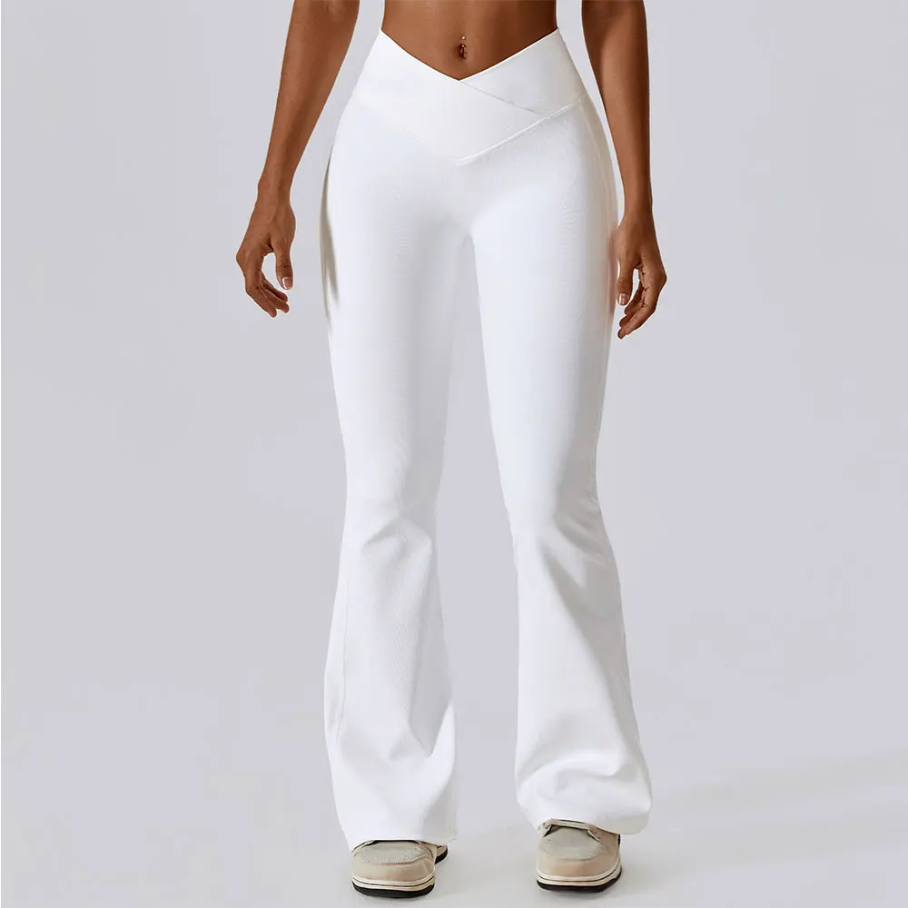 Mallas acampanadas, pantalones de Yoga para mujer, pantalones de pierna ancha de cintura alta, entrenamiento de gimnasio para mujer, pantalones deportivos acampanados, pantalones de baile latino