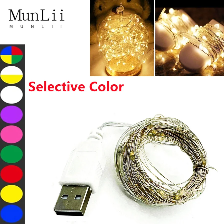 MunLii-guirnalda de luces LED de alambre de cobre para exteriores, luces de hadas impermeables para Navidad, boda, fiesta, decoraciones para el hogar