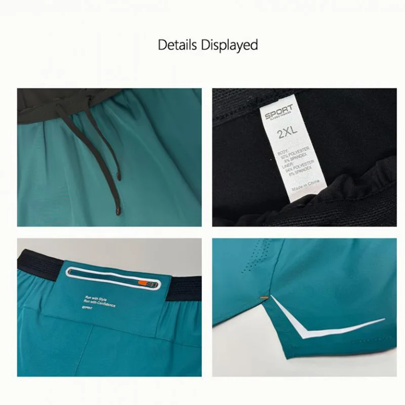 Pantalones cortos para correr para hombre, pantalones cortos deportivos para gimnasio, pista de maratón, 2 en 1, entrenamiento de secado rápido, pantalones cortos para gimnasio y Fitness, pantalones cortos de verano pa