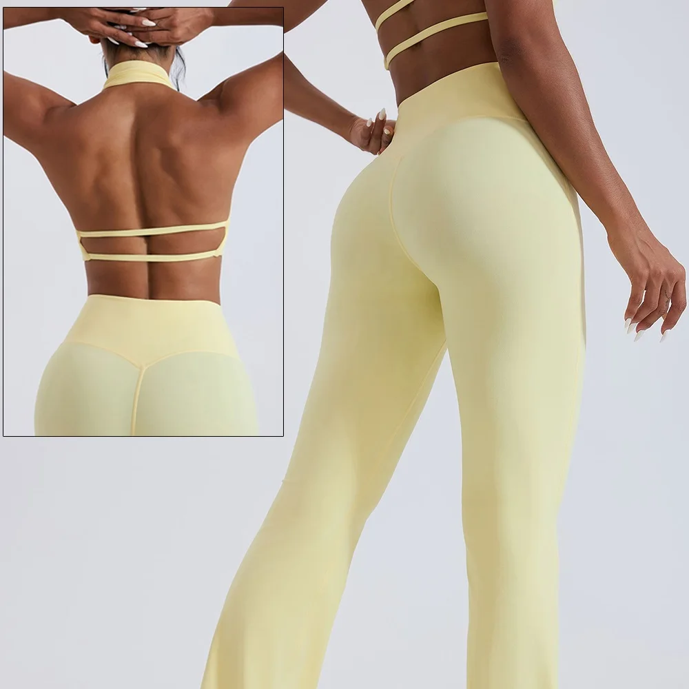 Cloud Hide-traje de Yoga amarillo para mujer, conjunto de gimnasio para Fitness, chándal deportivo, sujetador, Top, pantalones XL, trajes de entrenamiento y Pilates, ropa para correr