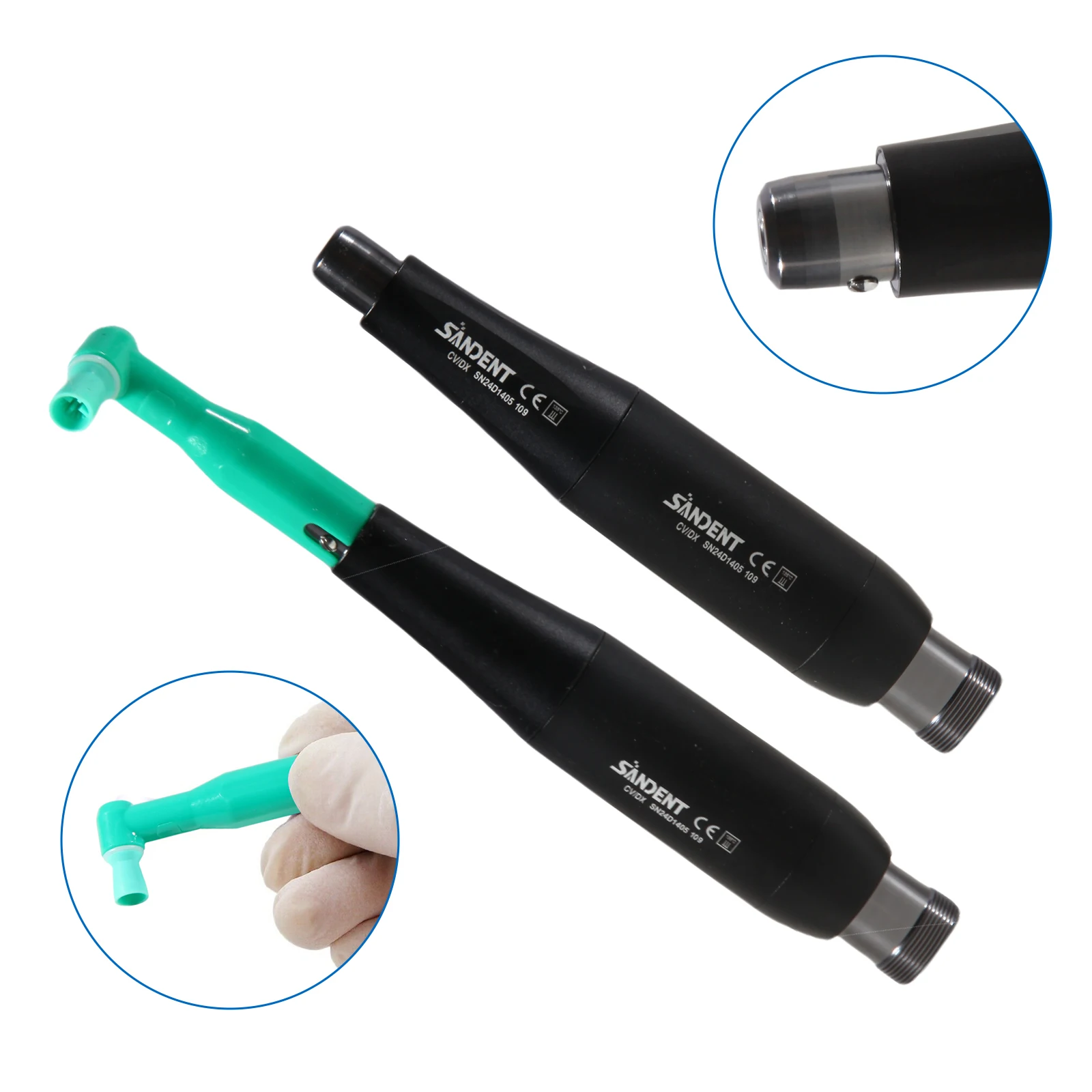 Pieza de mano para profilaxis de higiene dental 4:1 360 °   Ángulo disponible del cono de la nariz recta del motor de aire de los agujeros giratorios 2/4/íngulos de profilación