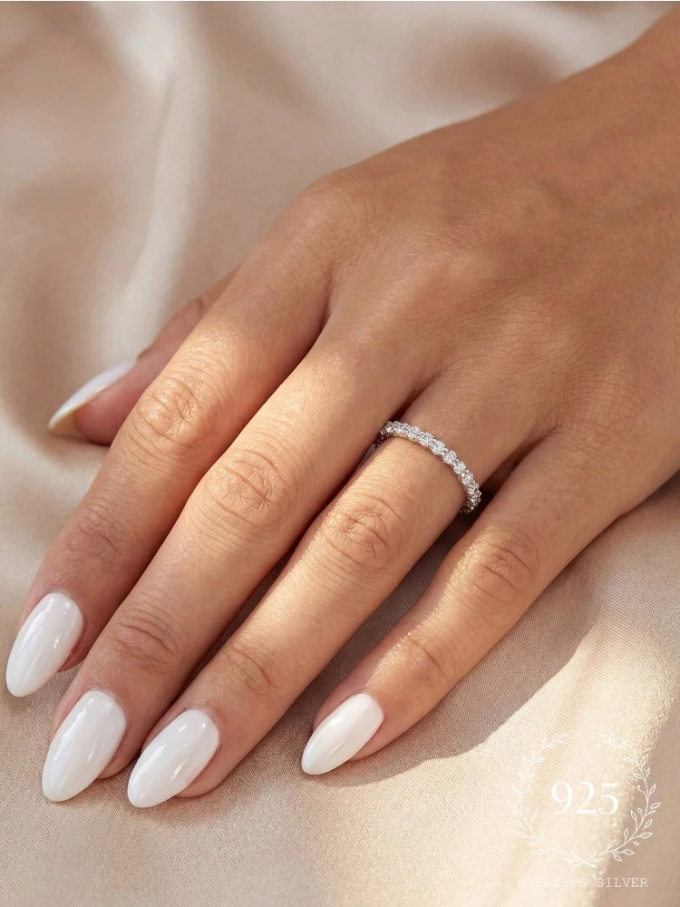 Anillo apilable de plata de ley 925 con circonitas multicolor brillantes para mujer, joyería fina personalizada para uso diario y fiestas