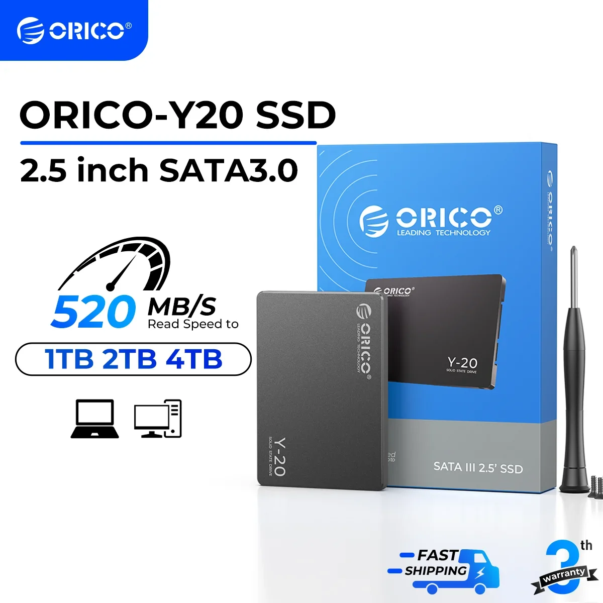 ORICO 1TB SATA SSD 2,5 pulgadas unidad interna de estado sólido hasta 500 MB/s SATA III 6Gbps ordenador portátil de escritorio NAS unidad externa DIY Y20