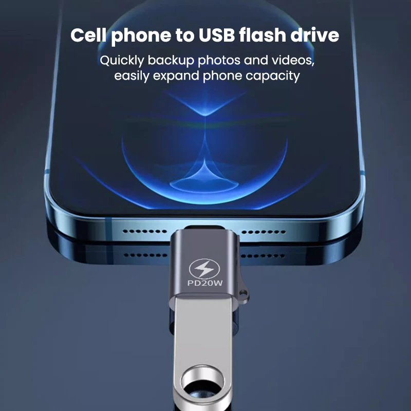 Adaptador USB 3.0 a Lightning OTG para iPhone, iPad, Tablet, Disco U, Conector Lightning Macho a USB Hembra, Convertidor con Carga Rápida PD de 20W