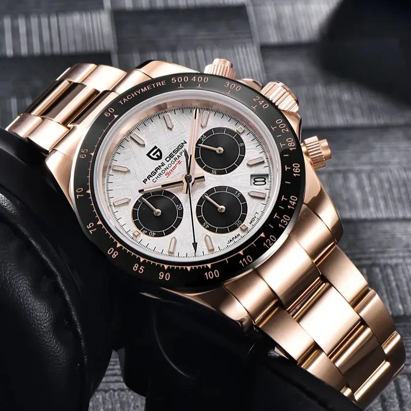 Reloj PAGANI DESIGN 2026 para Hombre, Nuevo, de Lujo, en Oro Rosa, Cuarzo, 100M Resistente al Agua, Cronógrafo Deportivo