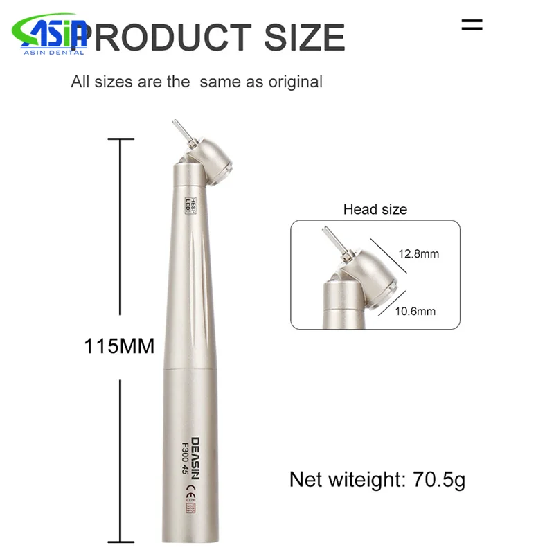 Turbina Dental de fibra óptica con cabezal de 45 grados, pieza de mano LED de alta velocidad para extracción de dientes, tratamiento quirúrgico, odontología
