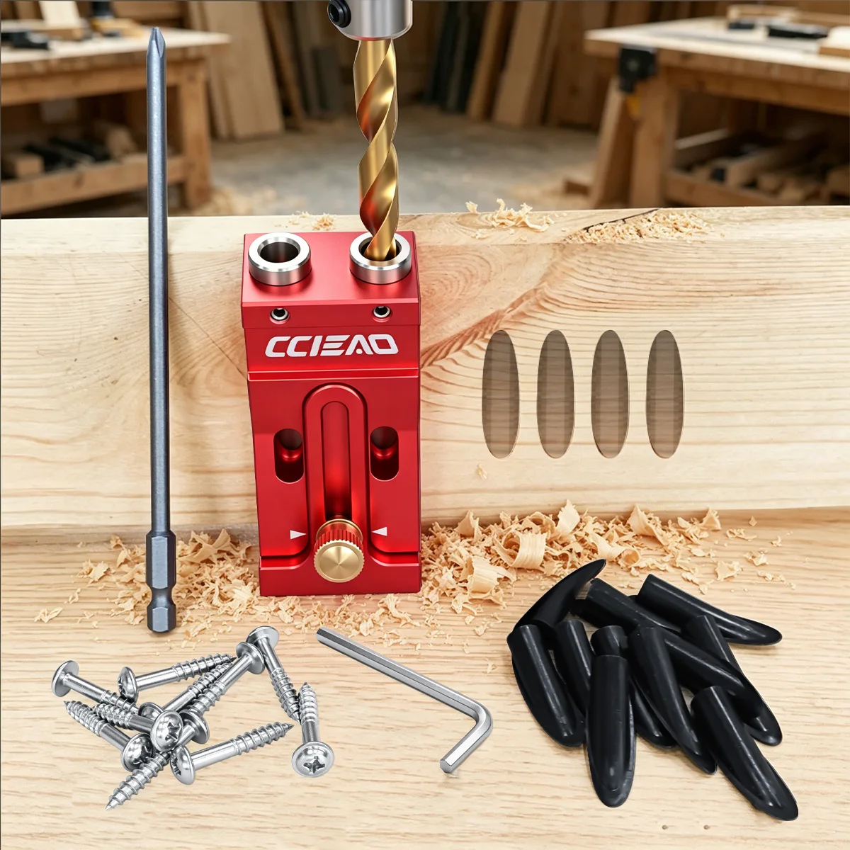 Kit de plantilla ajustable para agujeros ocultos, localizador de orificios oblicuos de aluminio para carpintería con broca de 9 mm para la fabricación de muebles y gabinetes
