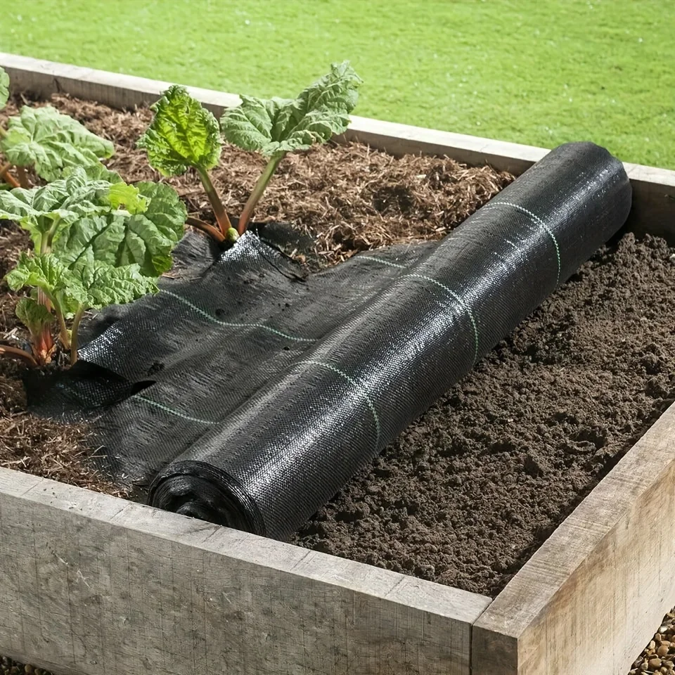 Membrana de hierba, tela para paisaje de jardín, tela antihierba, mantillo de plástico transpirable fuerte, estera de hoja de cubierta de suelo duradera más gruesa