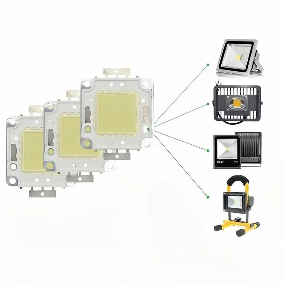 Módulo LED COB de 10/20/30/50/70/100W DC 12V 36V, Chip LED, Diodos, Lámpara, Bombilla para Exteriores, Foco, Jardín, Luces Integradas