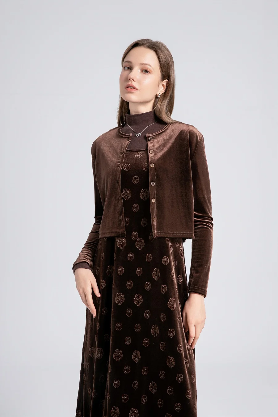 AS 2024 Otoño-Invierno ropa de mujer de terciopelo vestido de tirantes ajustables + tops básicos + cárdigan + vestido sin mangas (envío en 1 día)