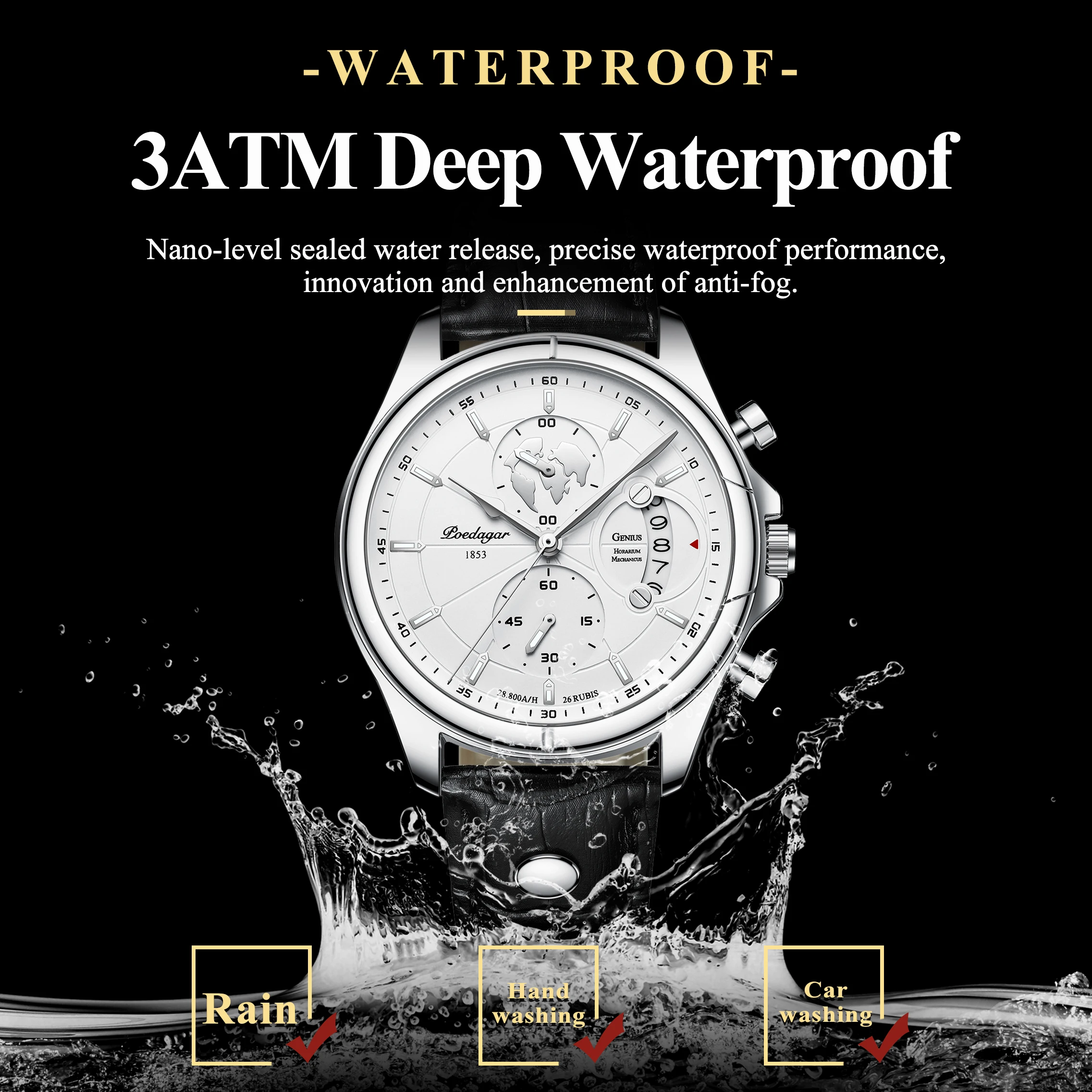 Reloj de pulsera POEDAGAR de lujo para hombre, cronógrafo con fecha, Reloj de cuero resistente al agua para hombre, relojes de cuarzo informales para hombre, Reloj deportivo para hombre
