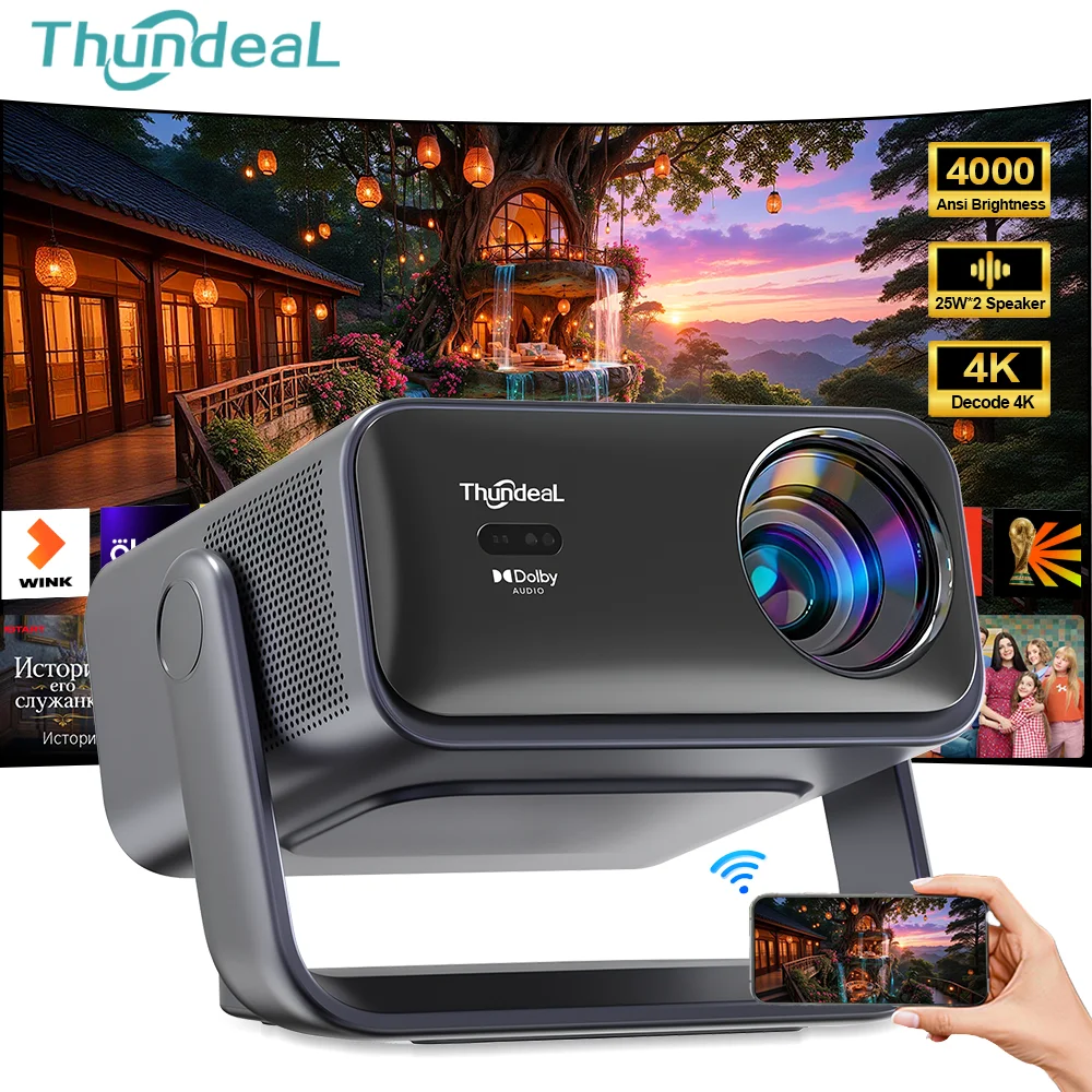 Proyector ThundeaL 4K Full HD 1080P TD99W WiFi 3D 4K, Proyector de Video Portátil, PK TD98 TD98W, Cine en Casa