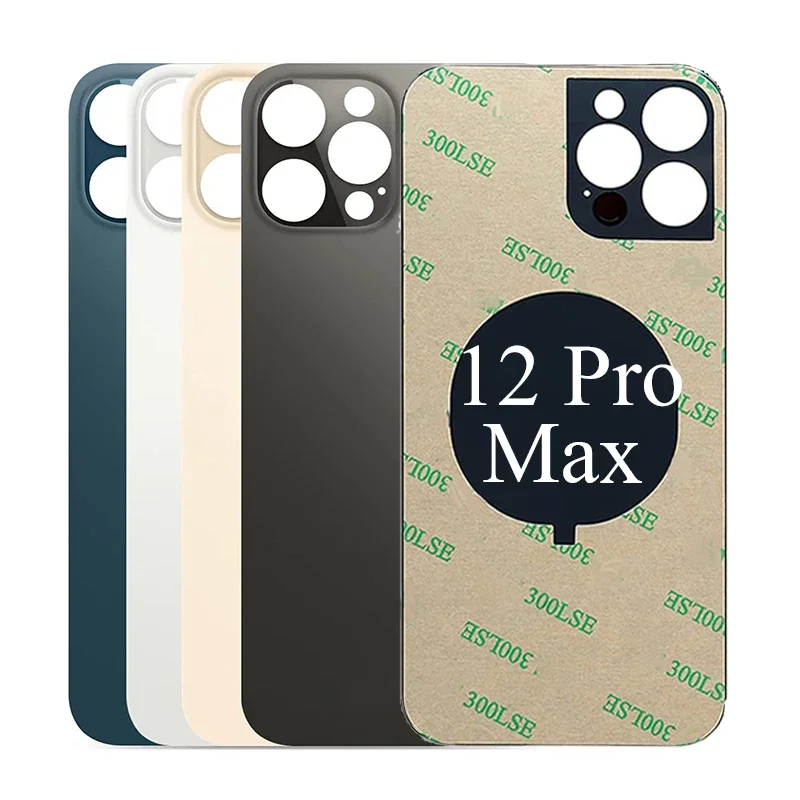 Cristal Trasero para iPhone 12 Pro-12 Pro Max, Cubierta Trasera de Cristal, Reemplazo Rápido de la Carcasa, Tapa de Batería, Cristal Trasero con Orificio Grande y Pegamento