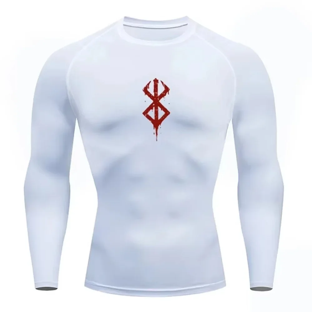 Camiseta de compresión para hombre, camisetas de Anime Berserk Guts para gimnasio, correr, Fitness, ropa deportiva ajustada, camiseta deportiva transpirable de manga larga