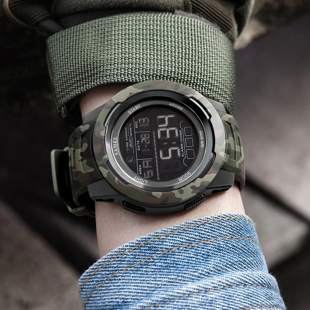 Nuevos relojes SMAEL 8105 con correa de camuflaje, reloj deportivo militar para hombres, reloj de pulsera Digital de moda, relojes impermeables a prueba de golpes