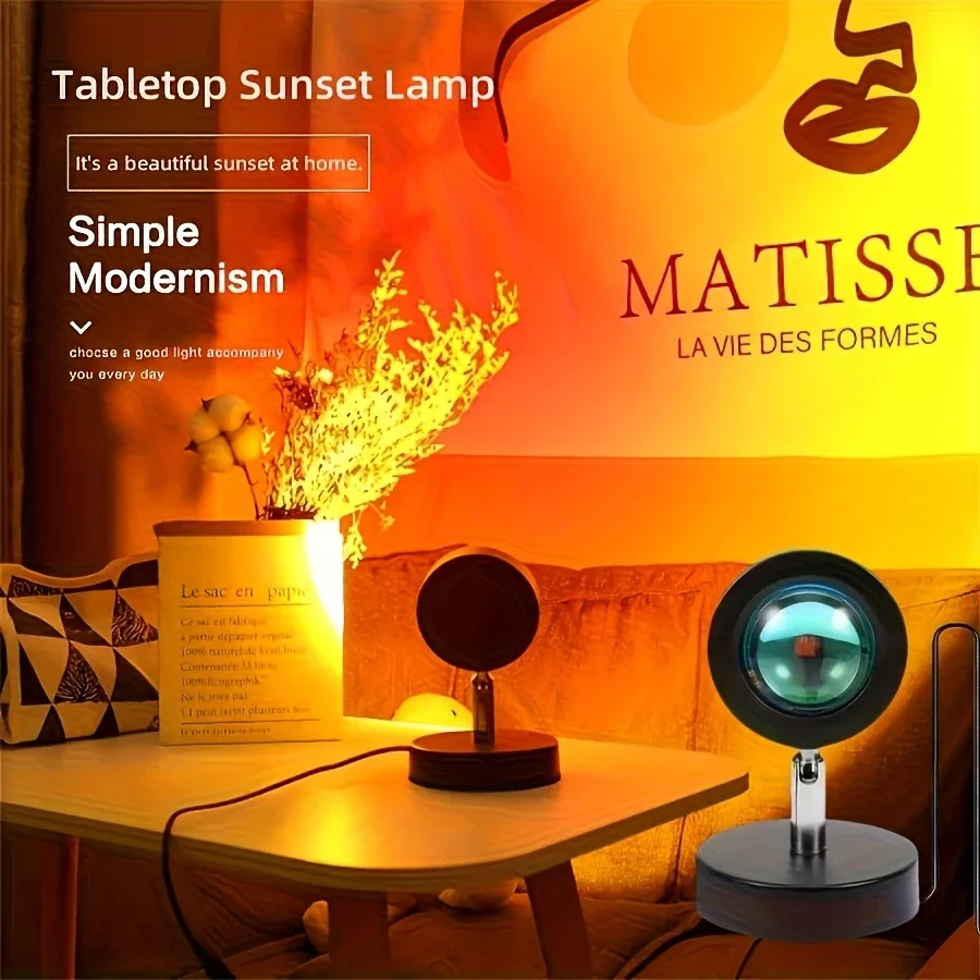 Lámpara de Atmósfera de Atardecer, Luz Nocturna, Lámpara de Noche, Lámpara de Atardecer para Fotografía, Lámpara de Atardecer para Dormitorio, Lámpara de Proyección de Atardecer