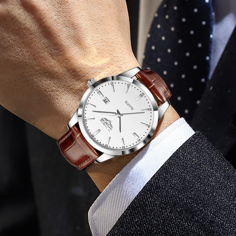 Reloj LIGE para Hombre, correa de cuero de moda, relojes para Hombre, deporte militar, calendario resistente al agua, relojes de pulsera de cuarzo, Reloj para Hombre