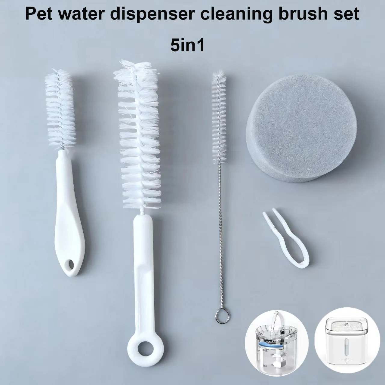 Accesorios para fuente de agua para gatos, juego de cepillos de limpieza para dispensador de agua para mascotas, bomba, tubo, botella, taza, hervidor, boquillas, herramientas limpiadoras
