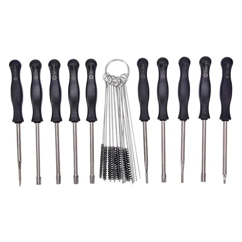 Kit de destornillador estriado y cepillo, herramienta de fijación de ajuste de carburador de motosierra para recortadora de motor, Weedeater, 25 uds.