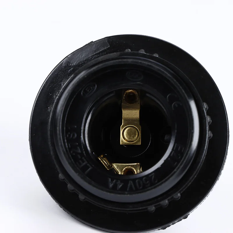 Portalámparas de baquelita autoblocante E27 negro, tornillo de tapa de aluminio E14, cabezal de luz LED, Base de bombilla de escritorio para suelo, 4A, 250V