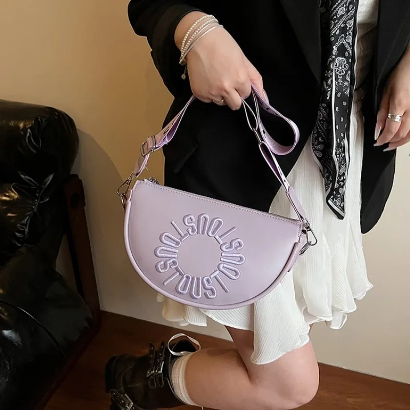 Bolso de cuero vintage para pañales, bolso cruzado con logotipo de letras a la moda, informal, de color sólido, para mujer, estilo elegante de París