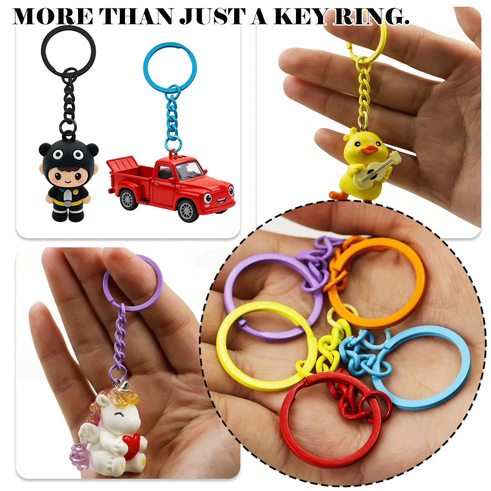 UniCrena Anillo Partido con Cadena y Anillos de Salto, Conector de Llavero Colorido de Pintura Horneada para Manualidades DIY, Fabricación de Joyas, Placas para Perro al por Mayor