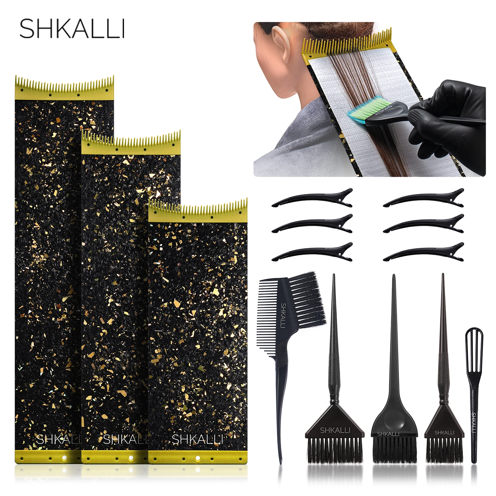 SHKALLI Tabla de Fibra de Carbono para Mechas con Dientes de Peine, Accesorio de Estilismo para Peluqueros, Herramienta de Coloración