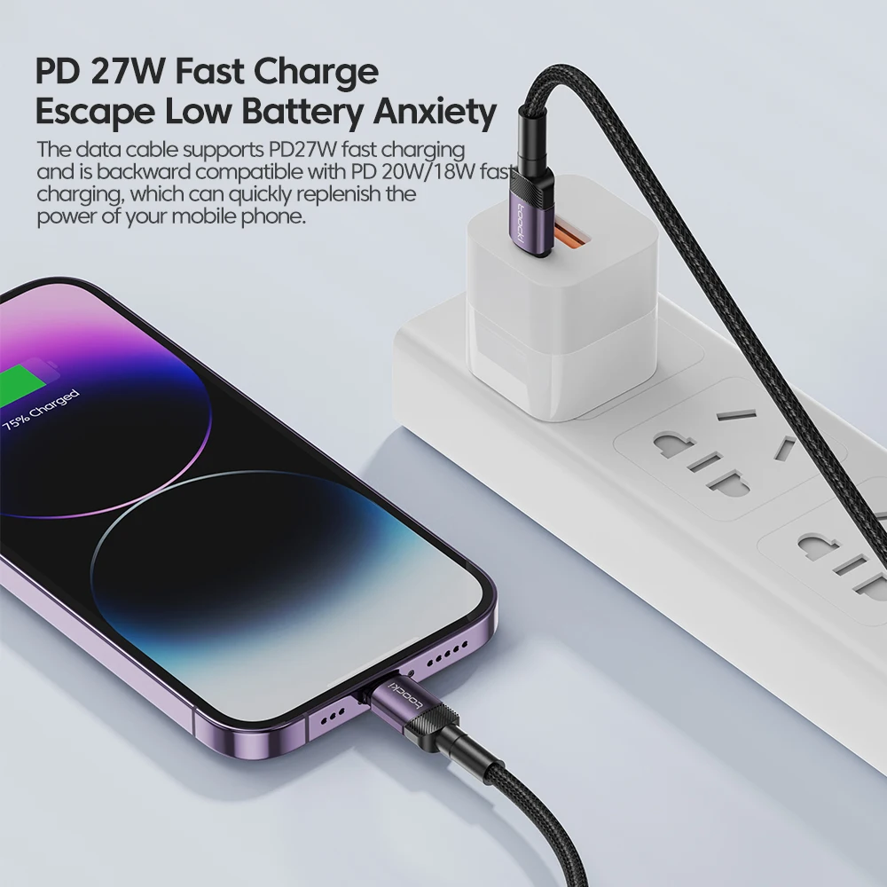 Toocki PD 27W USB C a Cable iP para iPhone 14 13 12 11 Pro XS tipo C a Cable Lightning Cable de datos Cable de datos de teléfono de carga rápida