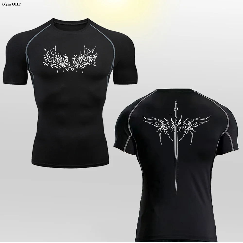 Camiseta de manga corta para hombre, camiseta de compresión, camiseta de boxeo de verano, camiseta de Rashguard para hombre, camiseta ajustada de secado rápido para gimnasio y Fitness, Anime