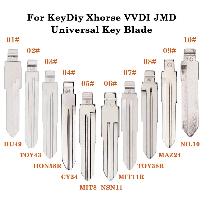 01-10 #   Llave de coche con tapa remota Universal sin cortar, hoja en blanco para KeyDiy KD Xhorse VVDI JMD, control remoto para Audi VW Toyota Honda Nissan Opel