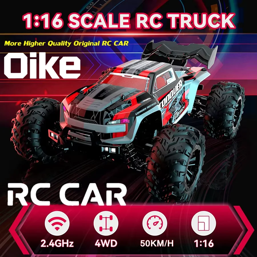 Coche de Carreras Oike RC con Luces LED, 50KM/H / 80KM/H, Motor sin Escobillas, 4WD, Control Remoto, Eléctrico, de Alta Velocidad, Monster Truck para Adultos