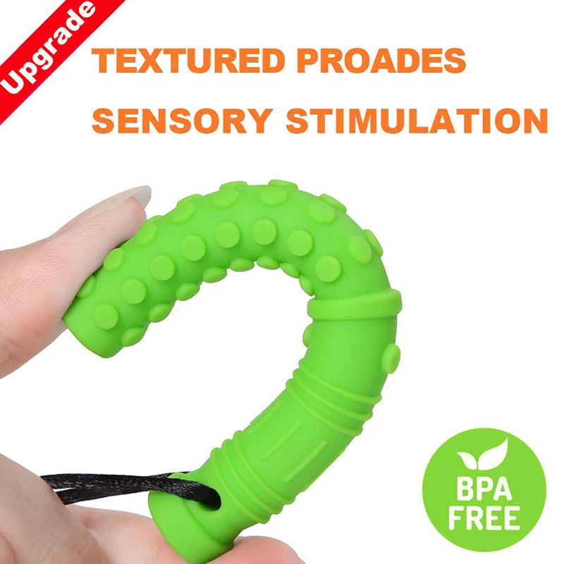 Collar para masticar con textura de silicona, mordedor para bebé, colgante para masticar sensorial para autismo, herramientas de Motor Oral para necesidades especiales, TDAH, 6 uds.