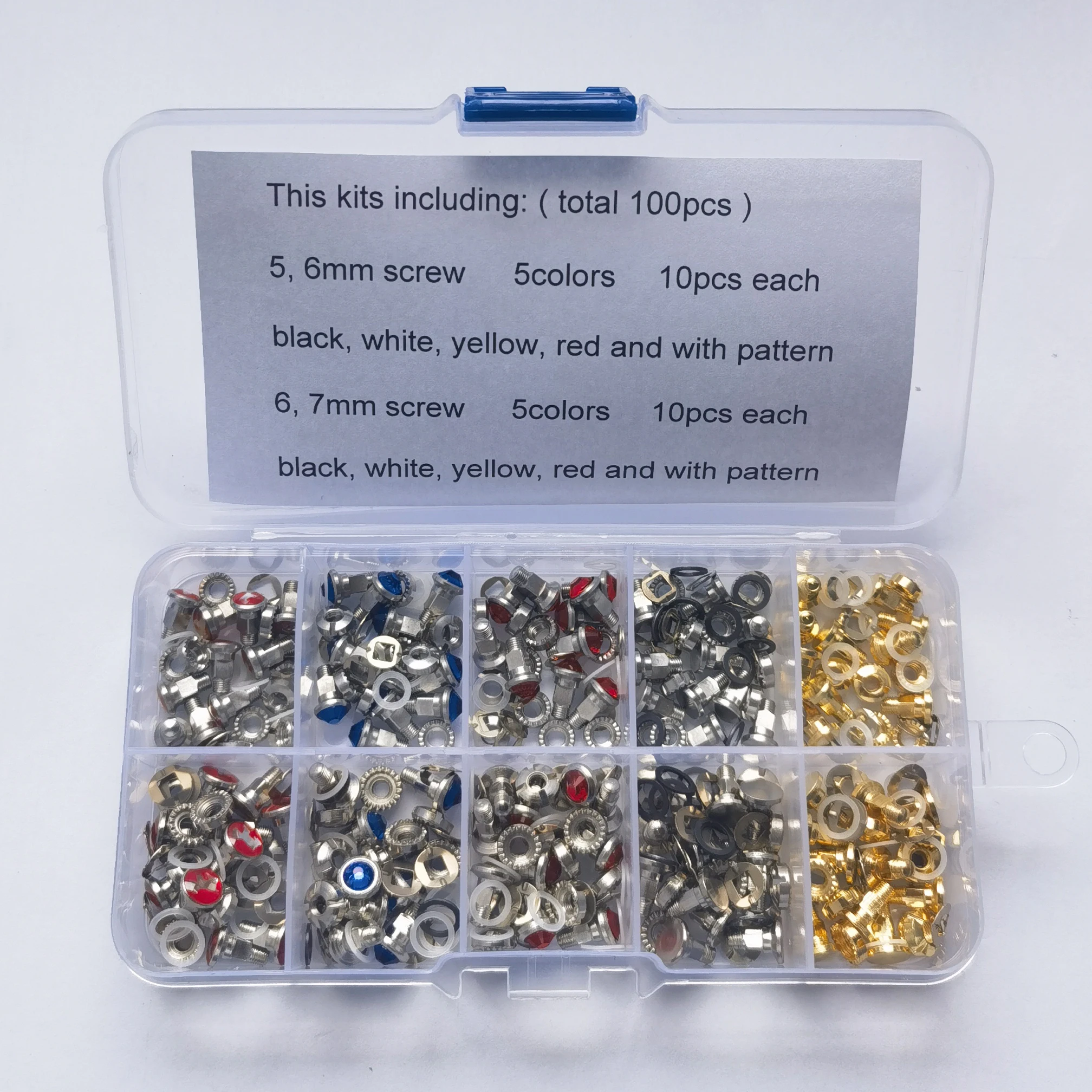 Lote de 100 Piezas en Caja, Kit de Reparación de Tijeras, Tornillos para Tijeras de Peluquería