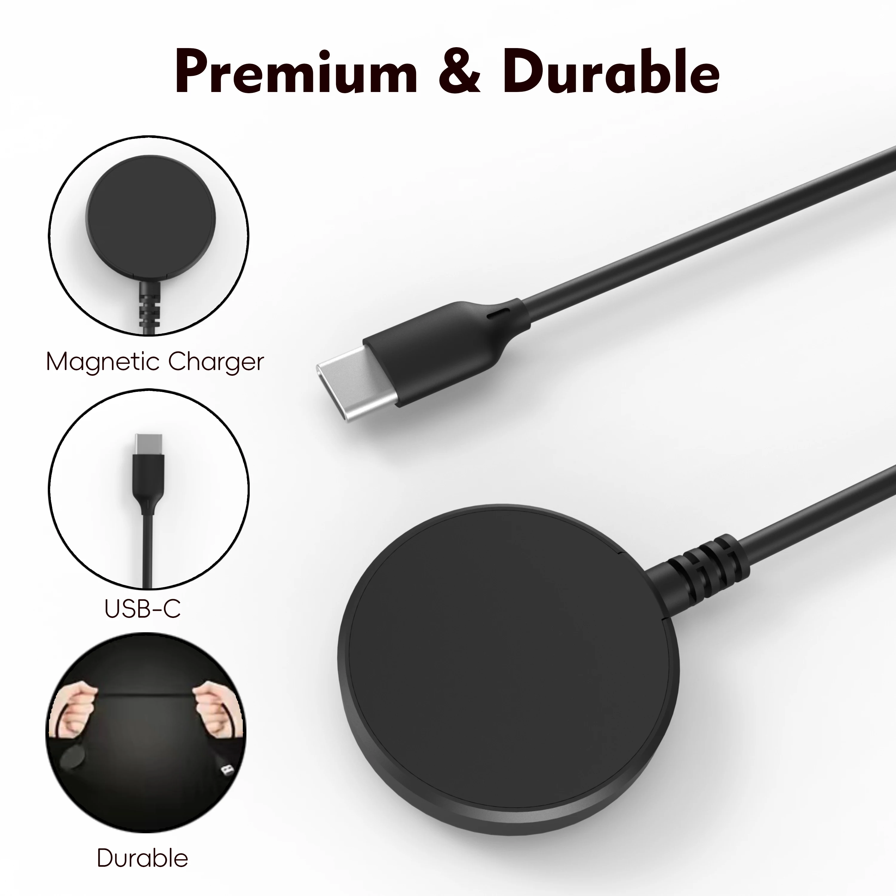 Cargador inalámbrico para Galaxy Watch 3/4/5/6/7/8, FE, Ultra, 4/6/8 Classic.5 Pro, Active 1/2 USB-A USB-C