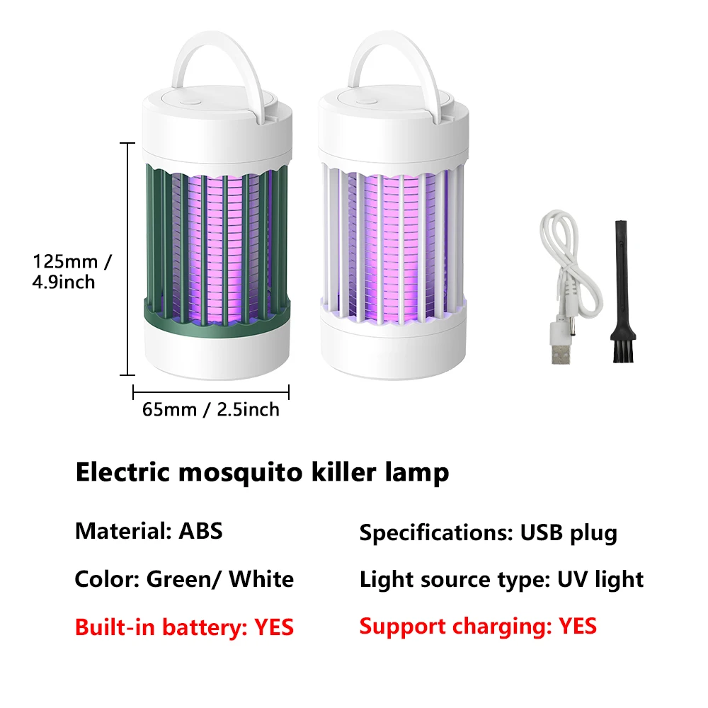 Lámpara eléctrica antimosquitos, luz UV, trampa exterminadora de insectos, USB, 5V, recargable, matamoscas de verano, luz mata insectos ﻿ Camping