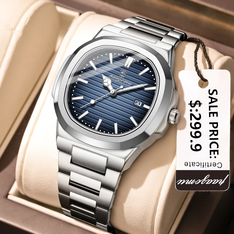 Reloj PAAZOMU de marca de lujo para hombre, reloj deportivo resistente al agua con fecha luminosa, reloj de pulsera para hombre con esfera cuadrada, relojes de cuarzo para hombre de alta calidad