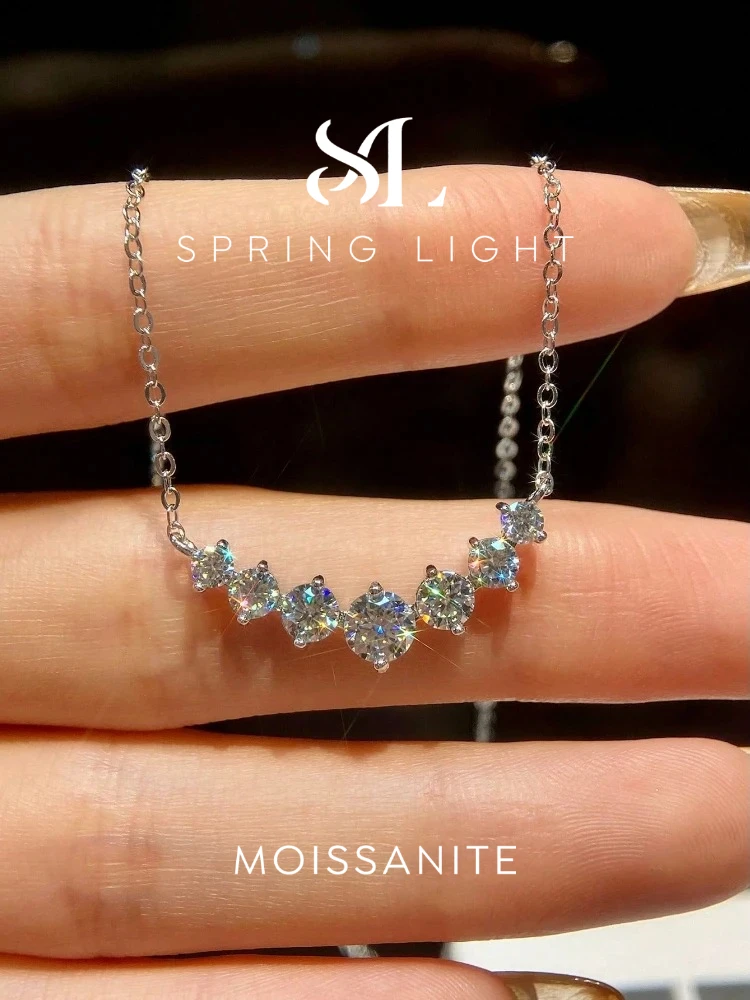 Collar de Moissanita de 1.7ct para Mujer, Plata de Ley 925, Colgante de Diamante Chapado en Platino, Joyería Nueva para Compromiso y Boda