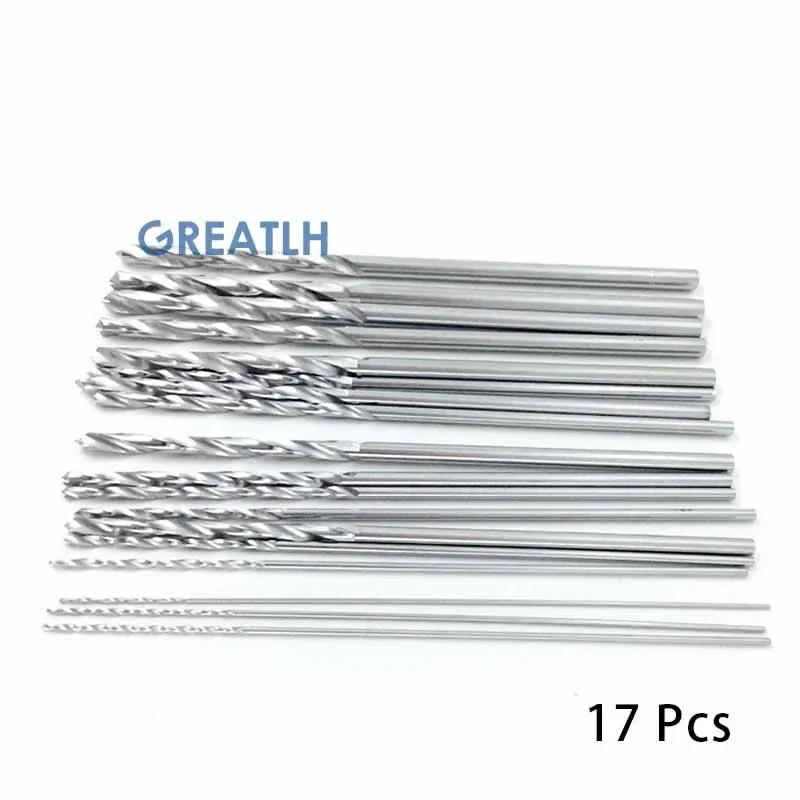 17 unids/set brocas de acero inoxidable herramienta de cirugía ortopédica 0,8mm-4,8mm brocas Autoclavables mascota veterinaria 115mm de largo