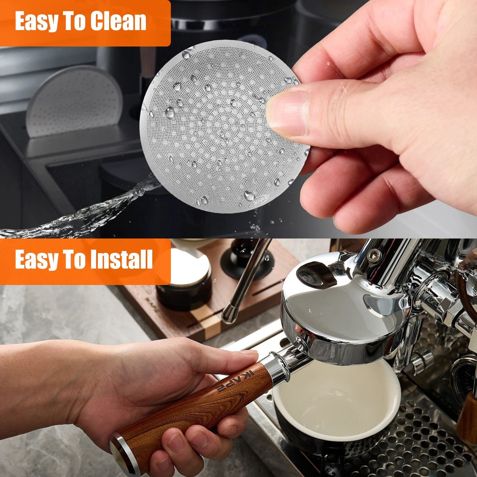 IKAPE Espresso Puck Screen V3, Filtro de Café Reutilizable de Metal Delgado y Ligero, Acero Inoxidable 316 de Grado Alimenticio