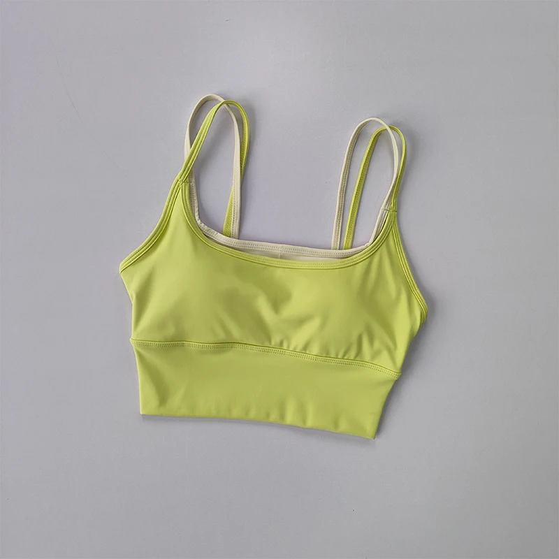 Sujetador deportivo para mujer, chaleco de Yoga con doble correa para el pecho, absorbente de golpes, de secado rápido, moldeador, Fitness, verano
