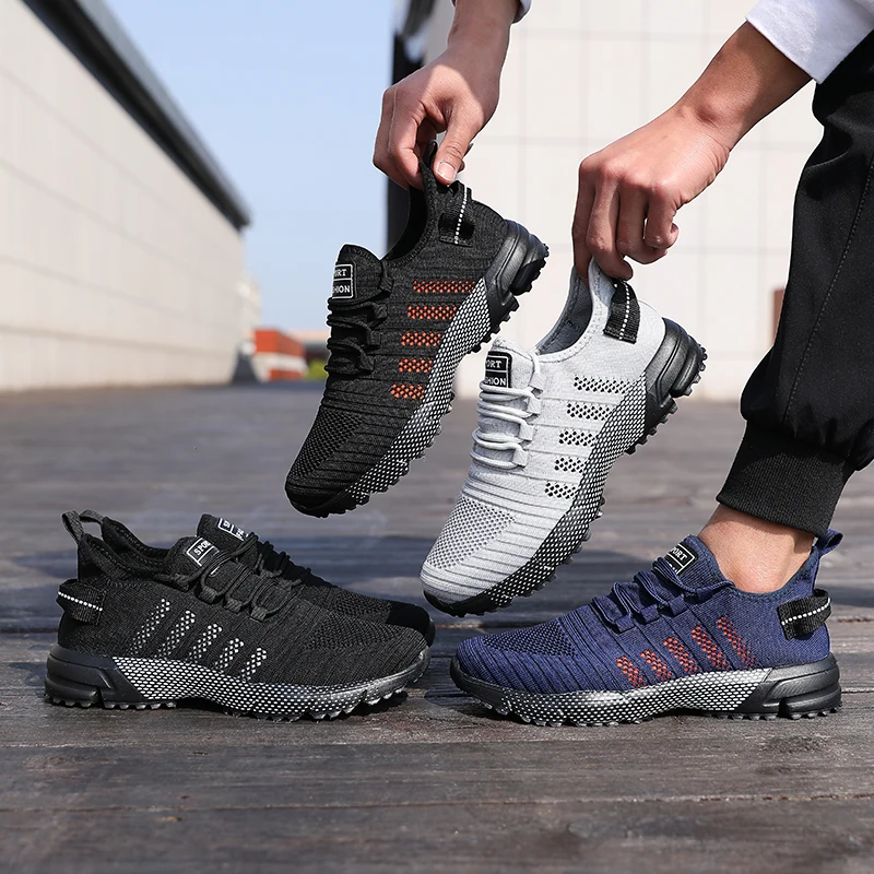 Zapatillas de deporte informales para Hombre, Zapatillas de malla ligeras y transpirables con suela blanda para correr, mocasines planos sin cordones, Zapatillas deportivas para Hombre