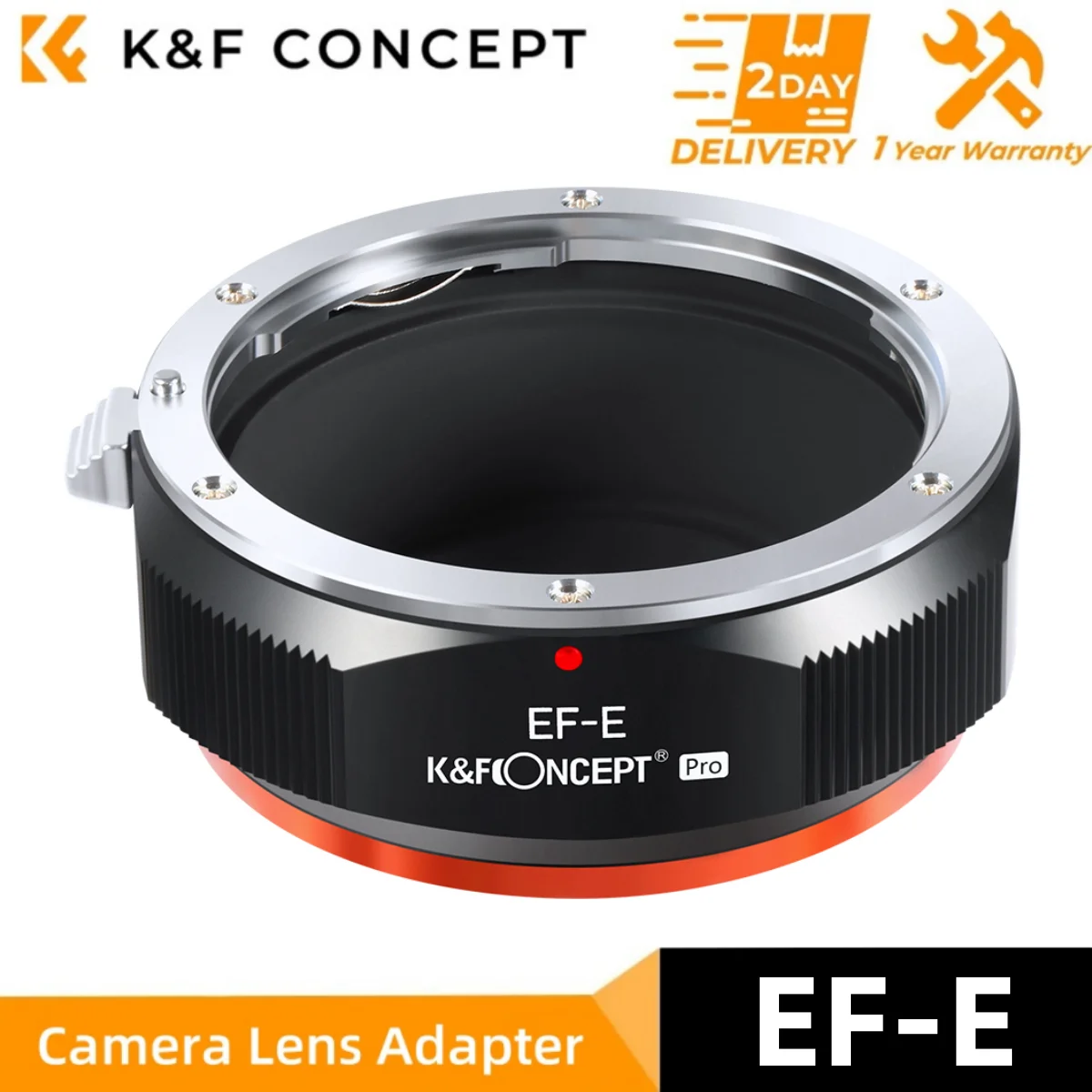 Adaptador K&F CONCEPT de Montura EOS a E, Compatible con Lentes de Montura Canon EF EF-S para Cámaras sin Espejo con Montura E NEX Sony A6000 A6400 A7