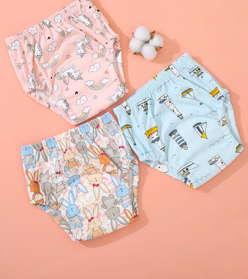 Paquete de 5 Pañales de Entrenamiento de Algodón para Bebé, Pañales de Tela Reutilizables Impermeables, Ropa Interior de Entrenamiento para Ir al Baño, Pañales para Niños Pequeños