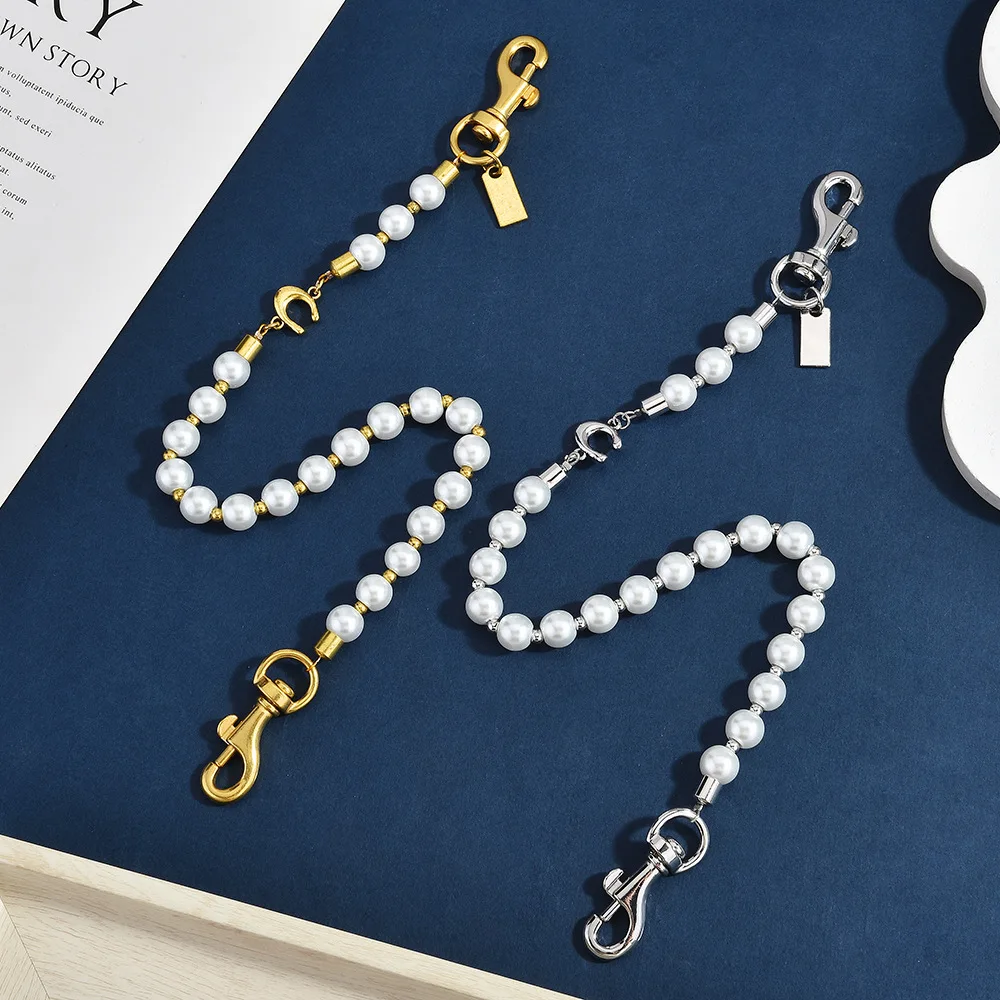 Llavero con Cadena y Dije de Perla para Mujer, Correa Desmontable para Bolso con Dije de Letra C, Accesorios de Moda para Bolsos, Regalos