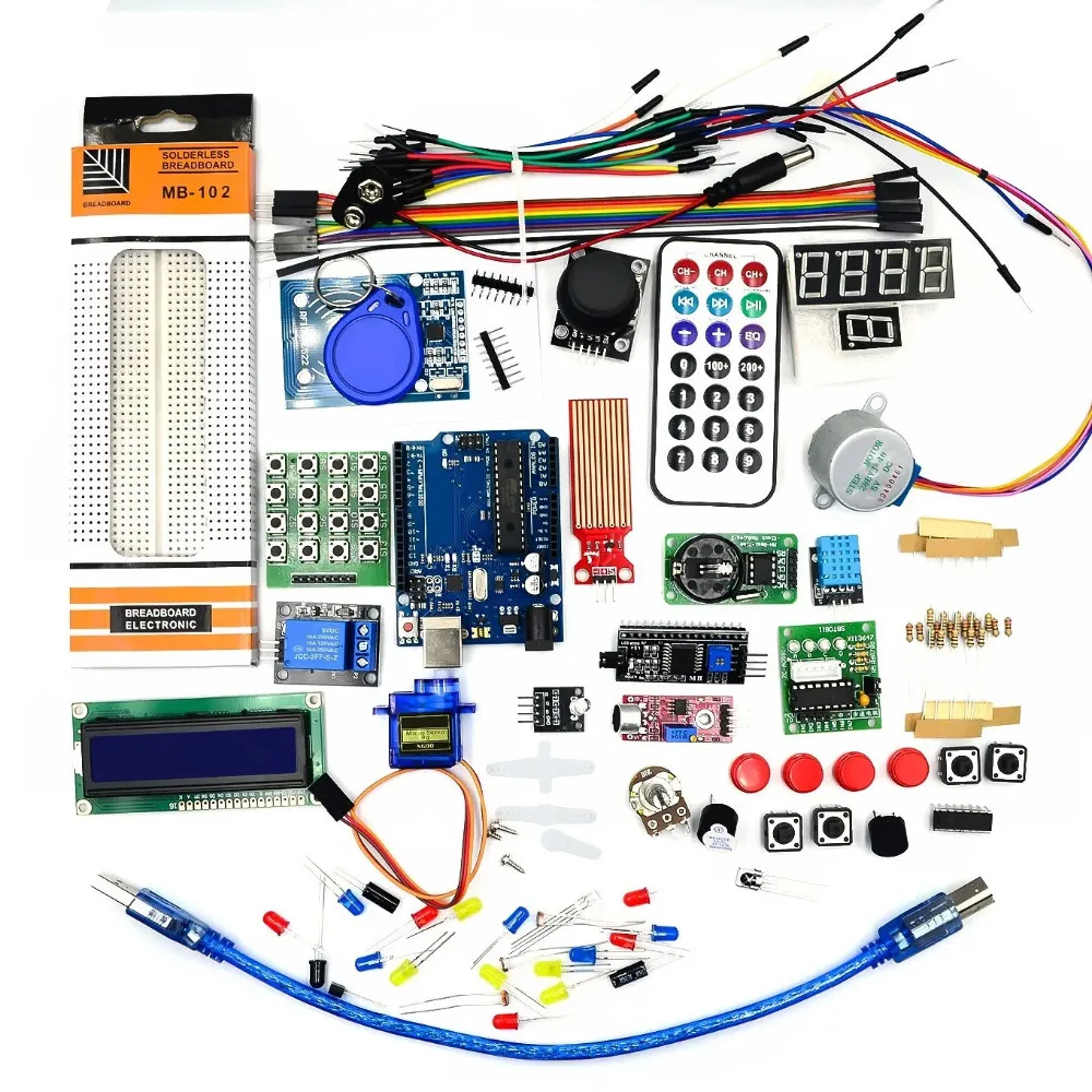 Kit de inicio RFID para Arduino para UNO R3 versión oficial ATMEGA328P RFID versión mejorada Suite de aprendizaje con caja de componentes