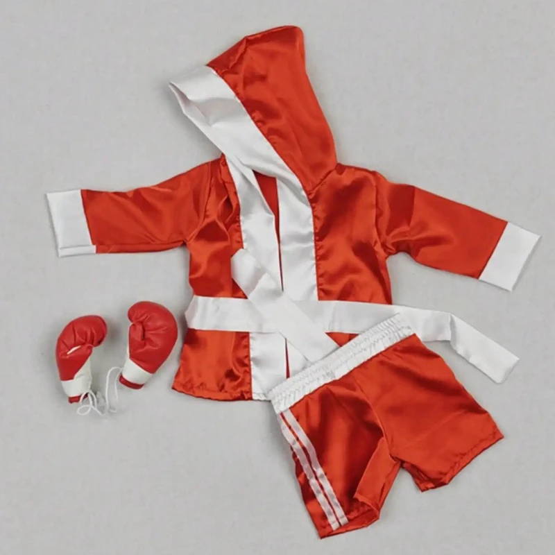 Accesorios de fotografía recién nacido, conjunto de traje de boxeo para bebé, bata, guantes, pantalones cortos, disfraz de campeón de boxeo, regalo de ducha para sesión de fotos infantil